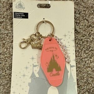 Disney Pink and Gold Castle Keychain